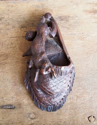 Black Forest Wall Plaque Rabbit - Hare - Carved Wood 8 1/3
