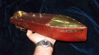 C1920s Mengel Playthings " Miss America " Clock Drive Wood & Brass Toy Racing Boat