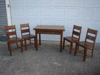 Vtg Tepco Porcelain Enamel Top Kitchen Dining Table With 4 Chairs