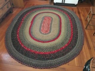 Antique Braided Rug,  C.  1900,  Perfect For A Colonial Or Victorian Home,  92 X 72 "