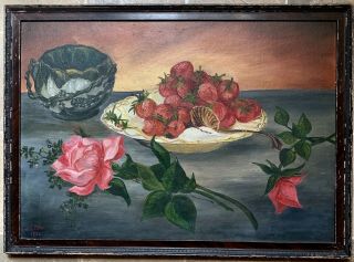 Vintage Oil Painting Signed Chinese List