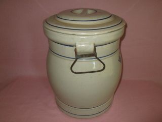 Antique Stoneware Red Wing Midwestern 5 Gal Water Cooler Crock & Lid 5