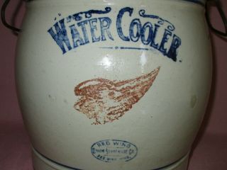 Antique Stoneware Red Wing Midwestern 5 Gal Water Cooler Crock & Lid 8