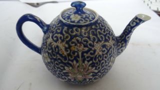 Very Fine Antique Chinese Porcelain Teapot With Flowers And Bats Design Signed 11