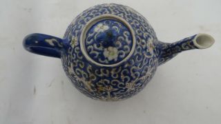 Very Fine Antique Chinese Porcelain Teapot With Flowers And Bats Design Signed 2