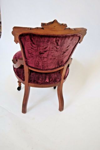 Enchanting Antique Queen Ballroom Parlor Chair Victorian Seat Tufted Velvet 11