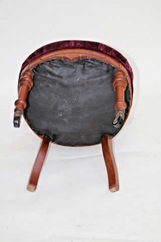 Enchanting Antique Queen Ballroom Parlor Chair Victorian Seat Tufted Velvet 12