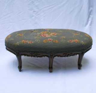 Antique French Louis Xv Carved Walnut Footstool Foot Rest 28 " By 13 " By 9.  5 "