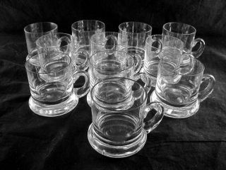 Mid Century Glass Punch Bowls & Cups,  12 pc,  heavy base,  Danish,  Kosta Boda ? 7
