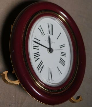 Vintage Gilt Bronze Enamel Cartier Paris Travel Alarm Desk Pendulette Clock