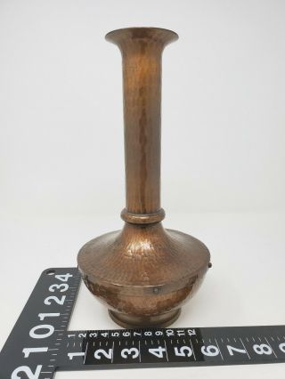 Antique Signed Roycroft American Beauty Hammered Copper Vase 12 