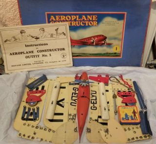 Vintage Meccano No.  1 Aeroplane Constructor Box With Instructions
