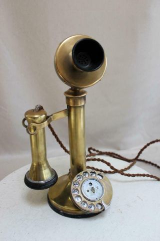 Antique Bronze Candlestick Rotary Telephone
