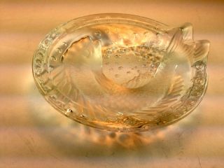 Lalique France French Art Glass Concareau Fish Cigar Ashtray Bowl