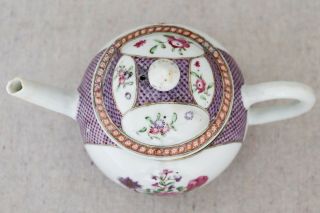 Antique 18th Century Chinese Export Enameled Porcelain Teapot Flowers Lattice 9