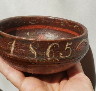 Norwegian Antique 1865 Rosemaled Wooden Bowl RED,  Rosemaling Ale Cup Bowl 10