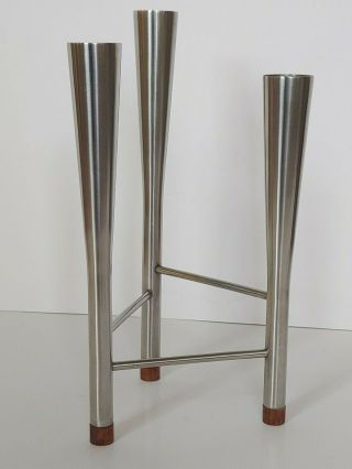 Mid Century Robert Welch Old Hall Candle Holder Teak Stainless