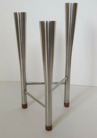 Mid Century Robert Welch Old Hall Candle Holder Teak Stainless 2