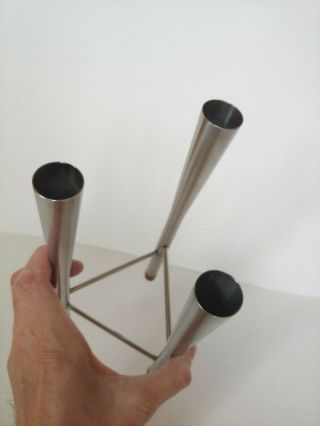 Mid Century Robert Welch Old Hall Candle Holder Teak Stainless 4