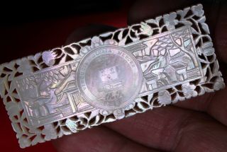 Antique Chinese Mother Of Pearl Armorial Gaming Counters Chips