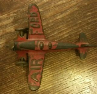 Rare Red Hubley Antique Vintage Air Ford Cast Iron Metal Toy Airplane