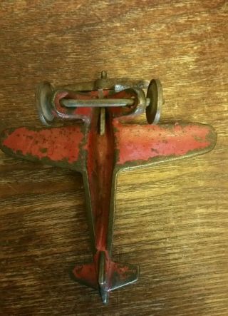 RARE RED Hubley Antique Vintage Air Ford Cast Iron Metal Toy Airplane 4