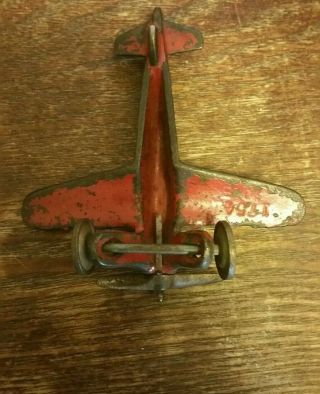 RARE RED Hubley Antique Vintage Air Ford Cast Iron Metal Toy Airplane 5