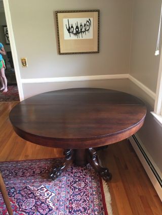 Antique Mahogany carved Lion Head And claw foot round dining table 2