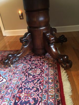 Antique Mahogany carved Lion Head And claw foot round dining table 4