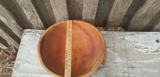 Vintage Antique Farmhouse Wooden Dough Bowl Out of Round Oval 13 x12 Primitive 5