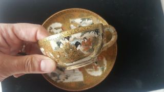Antique Satsuma Meiji Period 2 x Tea cup & Saucer with Milk Jug 10