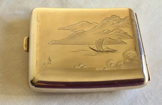 Vintage Art Deco Japanese Sterling Silver Komai Signed Cigarette / Card Case