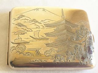 Vintage Art Deco Japanese Sterling Silver Komai signed Cigarette / Card Case 2