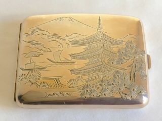Vintage Art Deco Japanese Sterling Silver Komai signed Cigarette / Card Case 7