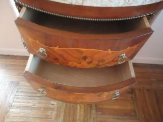 19th Century Antique French Style Louis XV Marquetry Marble Top Commode 2 - Drawer 5