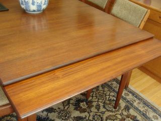 MID CENTURY SOLID TEAK DINING TABLE WITH 6 CHAIRS CIRCA EARLY 60 ' S DUX MADE 2