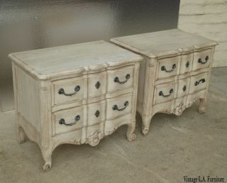 Pair Vintage John Widdicomb French Style Off White Nightstands Chic Shabby