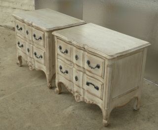 Pair Vintage John Widdicomb French Style Off White Nightstands Chic Shabby 4