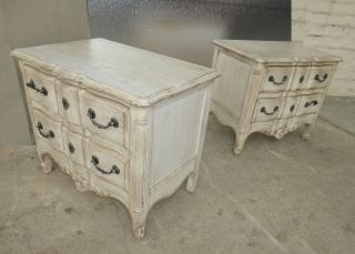 Pair Vintage John Widdicomb French Style Off White Nightstands Chic Shabby 5
