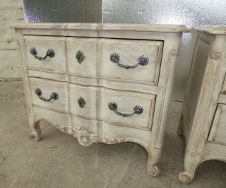 Pair Vintage John Widdicomb French Style Off White Nightstands Chic Shabby 8
