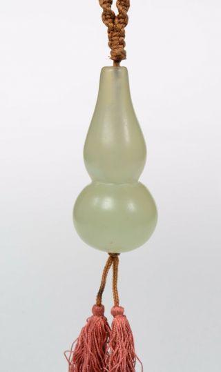 Antique Chinese Pale Celadon Jade Double Gourd Pendant