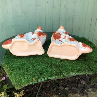 PAIR: VERY LARGE 19thC STAFFORDSHIRE RUSSET RED & WHITE SPANIEL DOGS c1880s 12