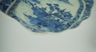 Antique Chinese Blue and White Porcelain Leaf Shape Tray Dish Plate 18th C QING 12
