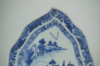 Antique Chinese Blue and White Porcelain Leaf Shape Tray Dish Plate 18th C QING 3