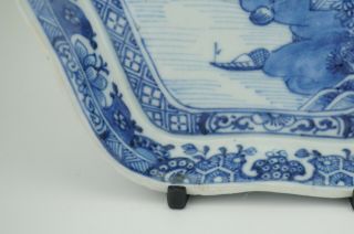 Antique Chinese Blue and White Porcelain Leaf Shape Tray Dish Plate 18th C QING 6