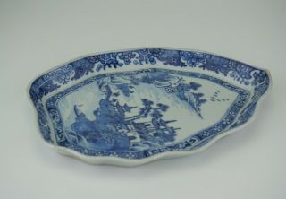 Antique Chinese Blue and White Porcelain Leaf Shape Tray Dish Plate 18th C QING 9
