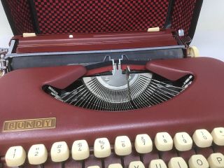 Vintage BUNDY TYPEWRITER W/ Case & Key Made In Bulgaria 6