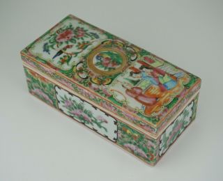Antique Chinese Canton Enamel Famille Rose Porcelain Box And Cover 19th C