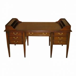 Vintage Unique Sligh Furniture Federal Style Desk W/finished Back