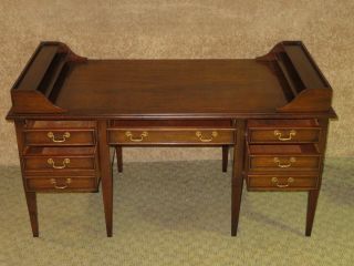 Vintage Unique Sligh Furniture Federal Style Desk w/Finished Back 9
